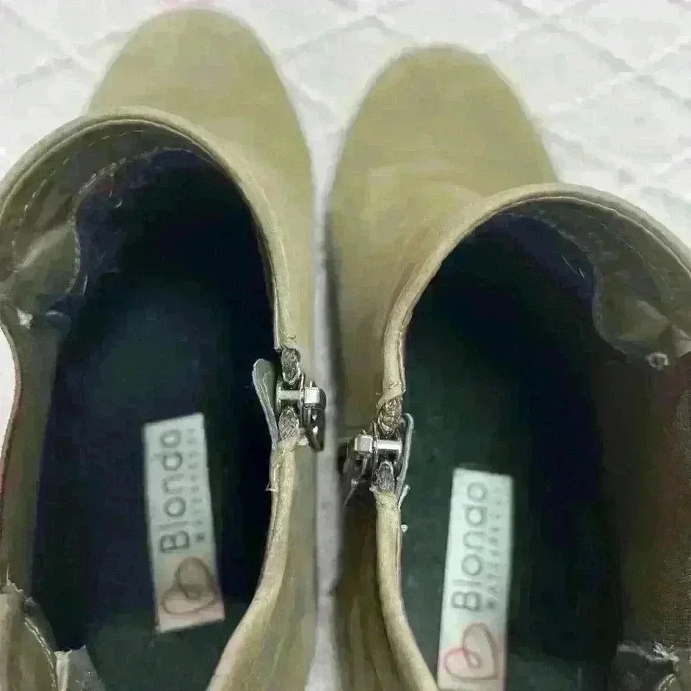 Blondo Womens Suede Olive Green Zippered Waterproof Heel Booties Size 9.5M EUC - Picture 12 of 13